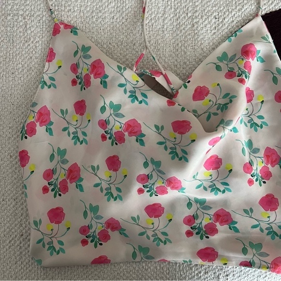 ZARA FLORAL SATIN TIE BACK TOP SIZE MEDIUM - Picture 3 of 7
